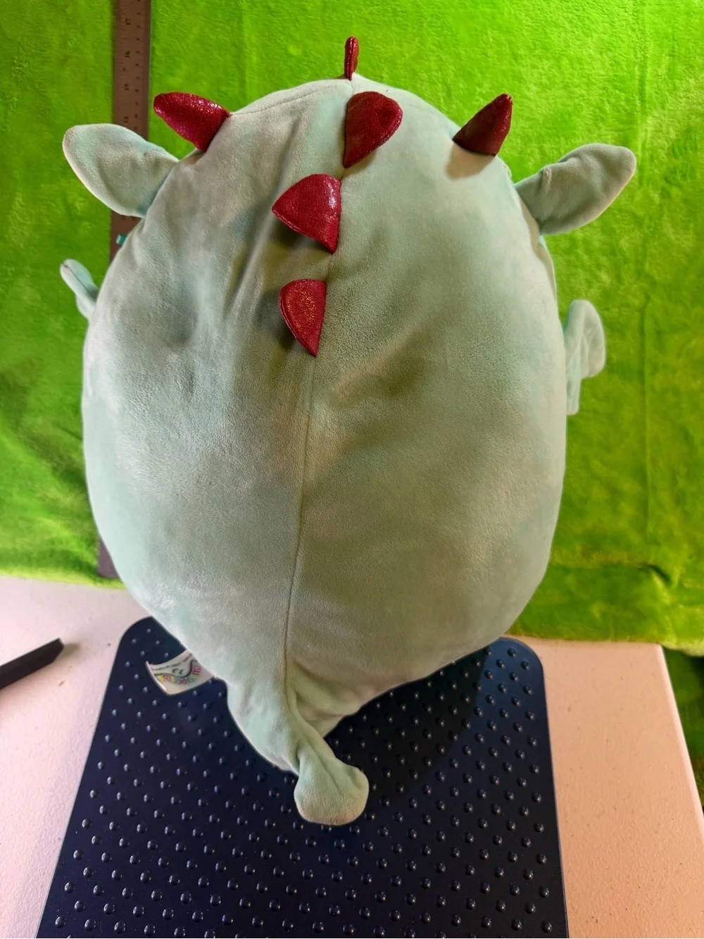 Squishmallows Mint Green Plush with Cream Face and Red 'R' Accent
